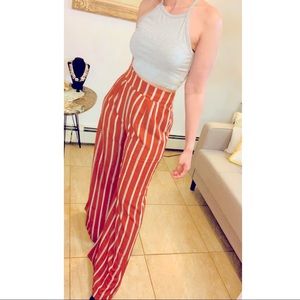 High Waisted Striped Windsor Orange Flared Pants